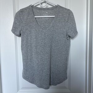 SO Gray V-Neck Short Sleeve Tee Soft Material
